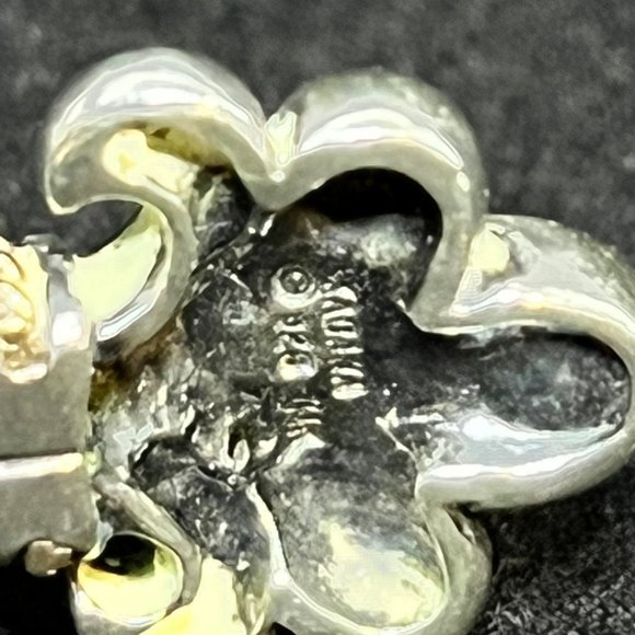 Kabana Sterling Silver, 14k Gold & Lapis Lazuli Fleur Di Lis Cuff Bracelet (3670 - Picture 9 of 9